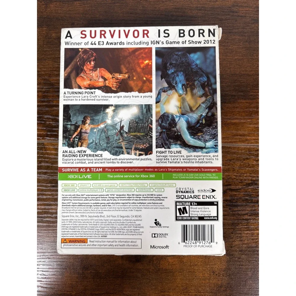 Tomb Raider Xbox‎ 360 Game with Art Book and Slipcover 2013 Square Enix NTSC